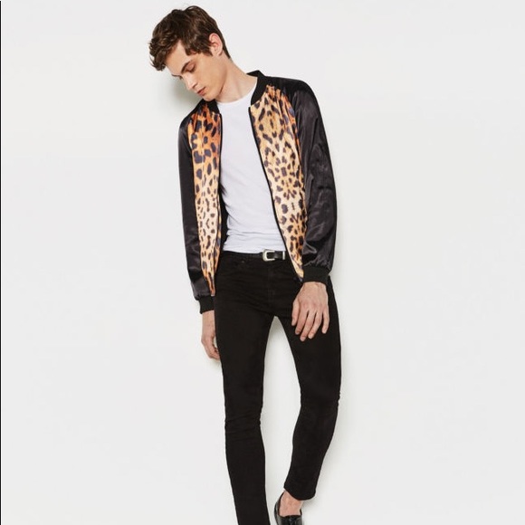 mens leopard bomber jacket